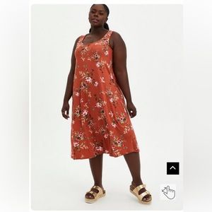 Torrid Orange floral super soft midi dress
